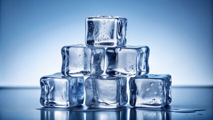 Five ice cubes stacked isolated, ice cubes, cold, chill, frosty, frozen, cubes, stack, arrangement, white, clear, chilled