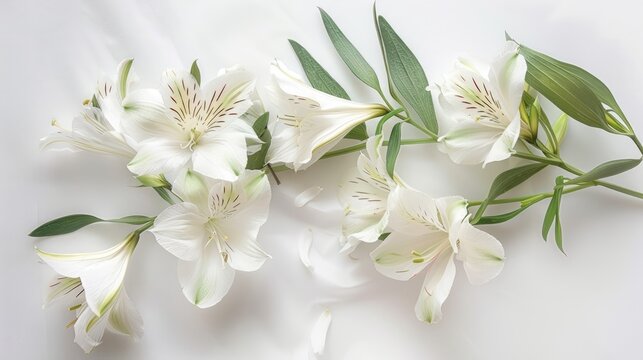 White Alstroemeria on a white backdrop