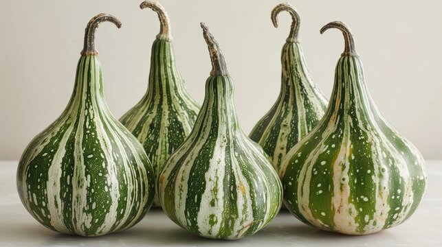 Group of green striped pointed gourds