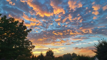 Evening sky adorned with clouds