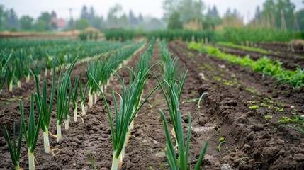 Green onion cultivation on the farmland
