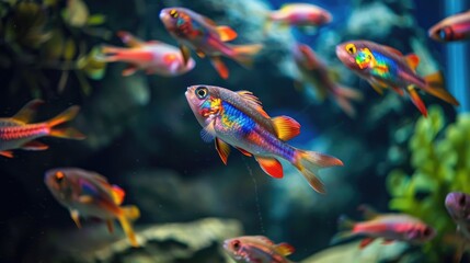 Fototapeta premium Vibrant Archers Toxote Fish Display in Tank