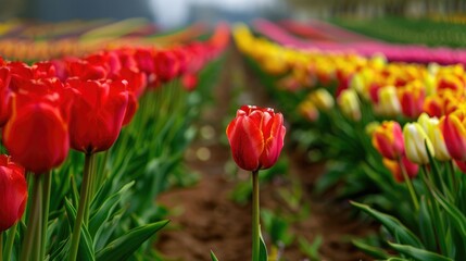 Obraz premium Vibrant tulip field