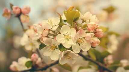 Obraz premium Vintage filter on blossoming apple branch