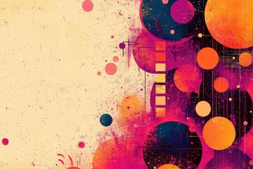 Abstract Artwork with Overlapping Circles and Geometric Shapes