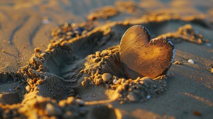 Heart symbol left in sand