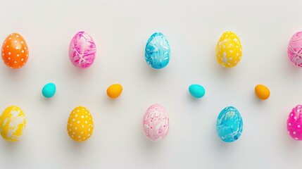 Vibrant Easter Eggs Against White Backdrop