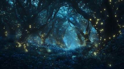 Obraz premium 5. A mystical forest filled with bioluminescent plants and creatures