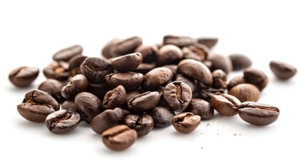 Fototapeta premium White Background Coffee Beans from the Side