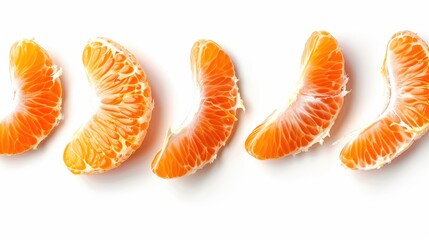 Tangerine segments isolated on white background