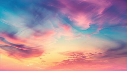 Fototapeta premium Vibrant sunset sky with gradient colors and abstract nature blur