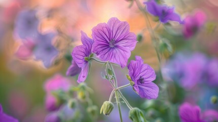Fototapeta premium Summer s lovely purple flower in nature