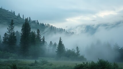 Foggy morning among the peaks