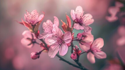 Fototapeta premium Spring blooms with pink cherry blossoms