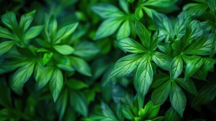 Green Limnophila aromatica leaves in the garden close up