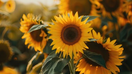 Fototapeta premium Sunflowers shining in the summer