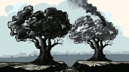 Vintage vector design highlighting role of biochar in combating climate change and food insecurity