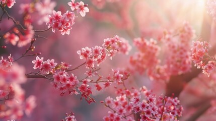 Spring Blossoms of Sakura Trees on Natural Background