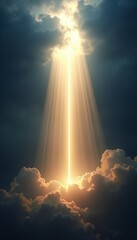 Fototapeta premium Heavenly Light Rays Illuminating Earth Signifying Divine Love and Presence