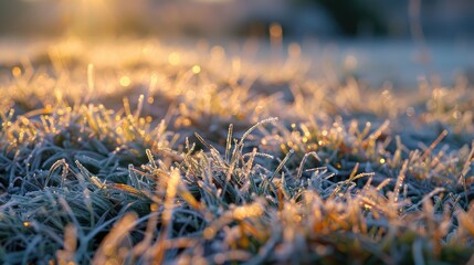 Frost covers the grass