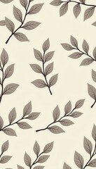 Obraz premium Elegant Floral Pattern with Beige and Grey Leaves on Textured Fabric