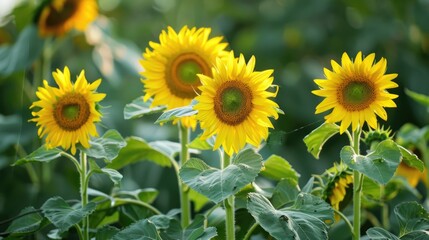 Fototapeta premium Sunflowers of petite size