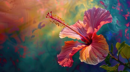 Exquisite tropical blossom against colorful backdrop