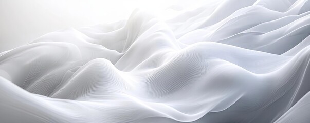 Obraz premium Abstract white waves flowing gently across the frame, creating a serene minimalistic design with a simple layout and modern style
