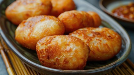 Fototapeta premium Traditional Malaysian fried cakes made from boiled mung bean and flour