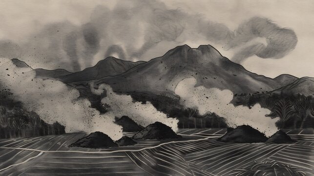 Vintage vector design highlighting role of biochar in combating climate change and food insecurity