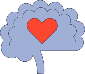 Illustration of a brain with a heart inside, symbolizing the connection between intellect and emotion.