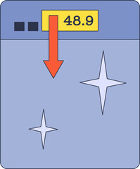 A traditional weight scale with an arrow pointing downwards, indicating a weight of 48.9.