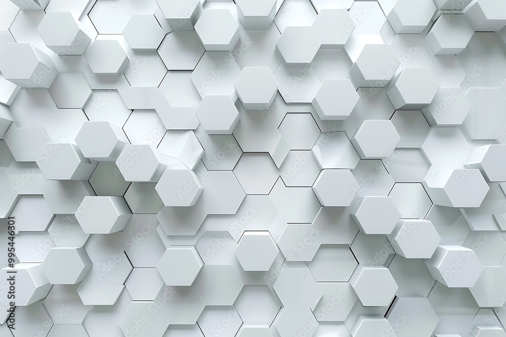 Wall mural Abstract 3d rendering of white hexagons background