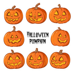 Hand painted Halloween pumpkin illustration collection