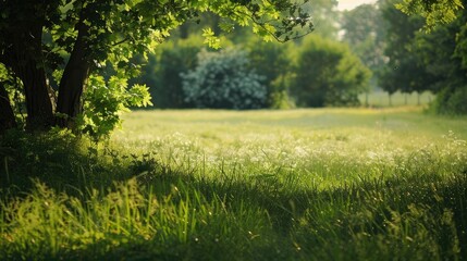 Obraz premium Summer countryside with lush greenery