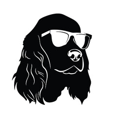 Cocker Spaniel Wearing Sunglasses Silhouette Vector Illustration