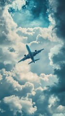 Fototapeta premium Airplane in Bright Sky