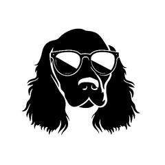 Cocker Spaniel with Sunglasses Silhouette Vector Illustration