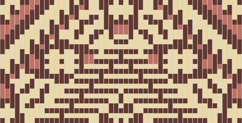 Pixel Ethnic Arabic Carpet Patternfolk Embroidery, Aztec Geometric Ornament Print. Design for Carpet, Wallpaper, Clothing, Wrapping, Fabric