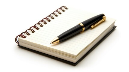 Naklejka premium Notebook and pen alone on white background