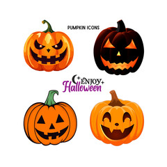Vector set of Halloween pumpkins