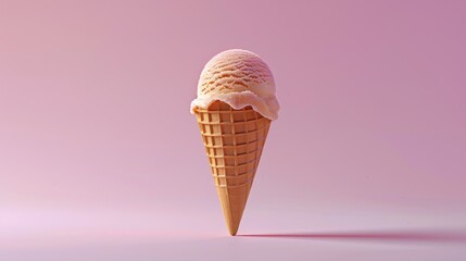 Ice Cream Cone on Pink Background without Ice Cream