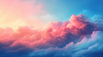 Morning Sky with Gentle Red and Blue Clouds