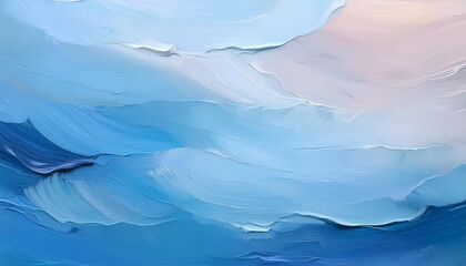Obraz premium A series of horizontal brush strokes in shades of blue. Oil paint strokes in various colours.