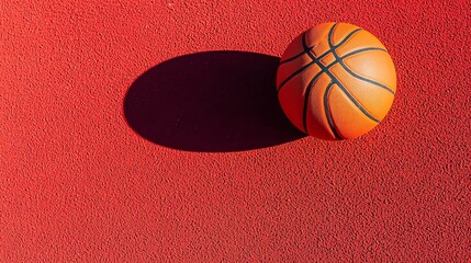 Close-up shot of a basketball on the court. The ball is the only object in the frame, creating a...