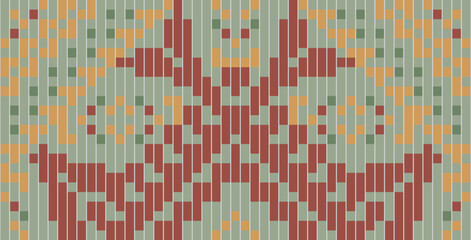 Vintage Ikatee Patternfolk Embroidery, Aztec Geometric Ornament Print. Design for Carpet, Wallpaper, Clothing, Wrapping, Fabric