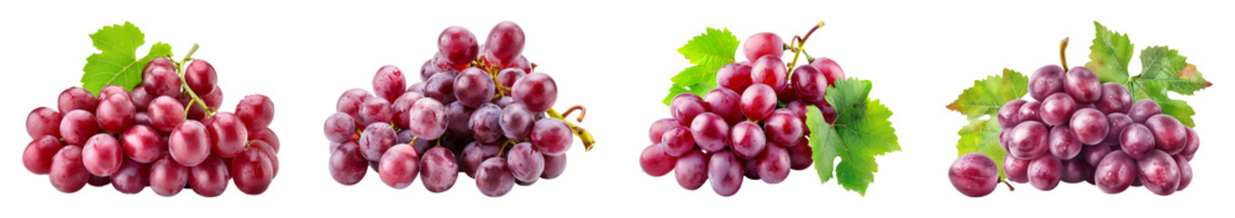 Fototapeta premium Vibrant Clusters of Fresh Purple Grapes on Transparent Background