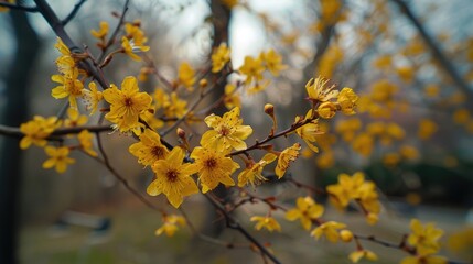 Noticeable yellow blossoms observed during a park stroll