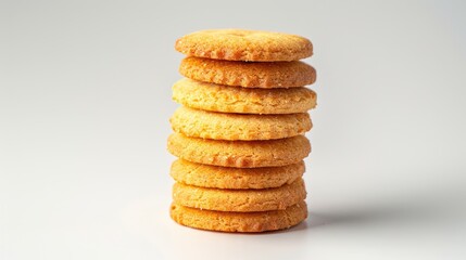 Isolated white background with stack of biscuits