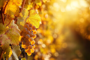 Tranquil Autumn Champagne Harvest in Sunlit Vineyard  